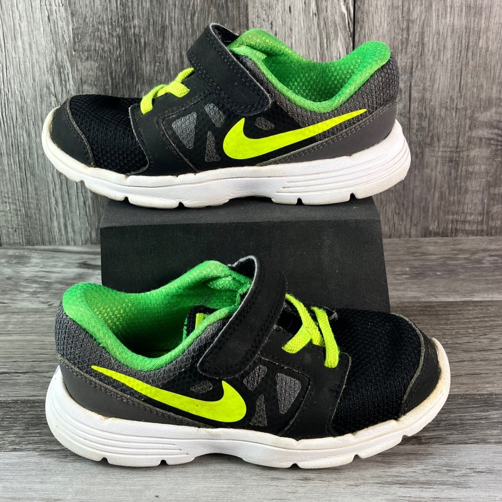 Nike Downshifter 6 Toddler Shoes Black Volt Green 684981-005 Size 10C